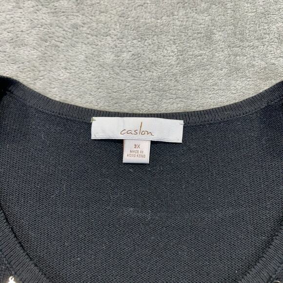 Caslon By Nordstrom Beaded Knit 3/4 Sleeve Cardigan Sweater Black Size 3X Formal - Picture 2 of 10